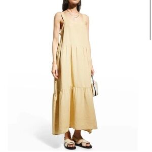 Eileen Fisher Washed Organic-Linen Delave Tiered Tank Dress, Size Large